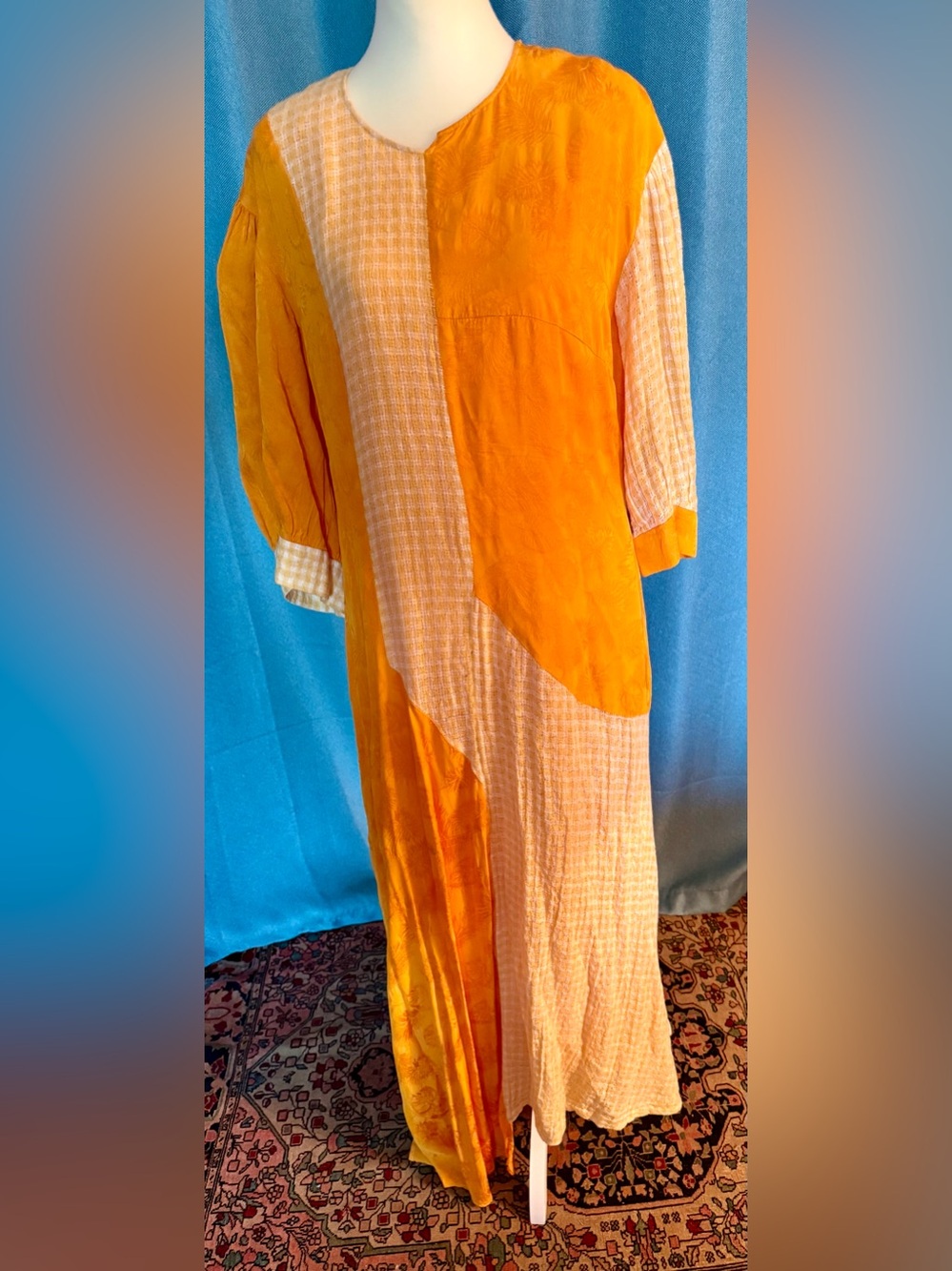Rejina Pyo Saffron and Cream Patchwork Maxi Dress